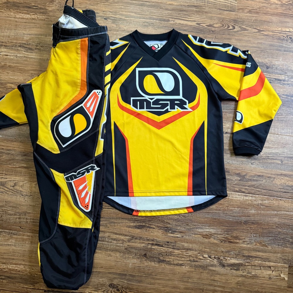 MSR Motocross Jersey Pants Set Youth XL Adult 30 Yellow Black Racing Gear BMX